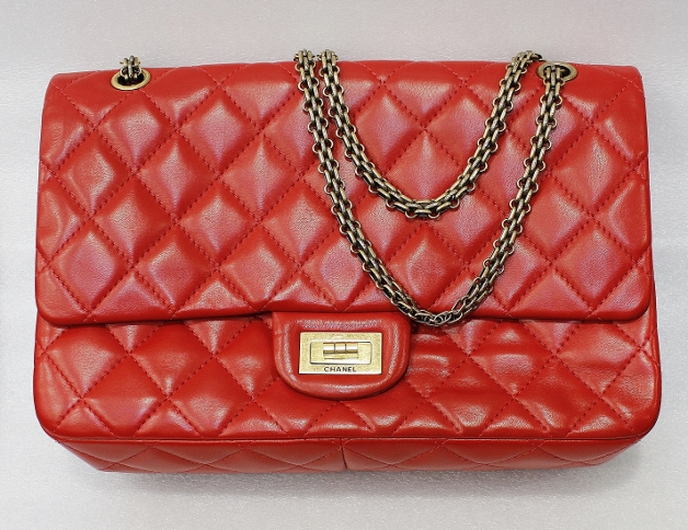 (image for) CHANEL LARGE REISSUE 227 RED MARBLE LEATHER HANDBAG